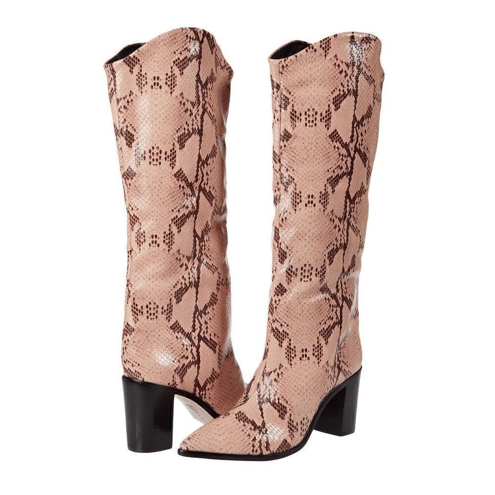 SCHUTZ
Pink Analeah Snake-Print Leather Tall Boots